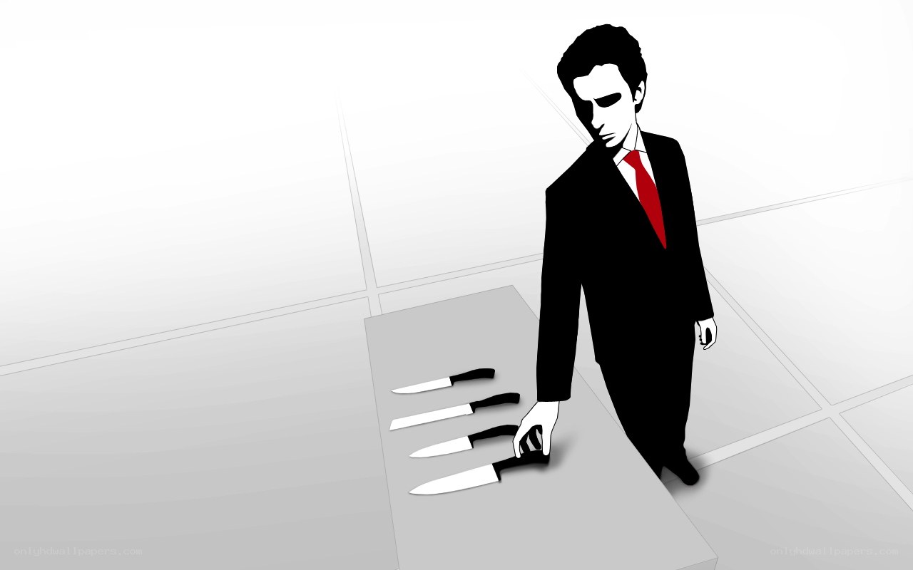 man with knives in suit