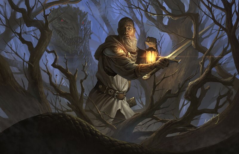 Man with Lantern and Sword
