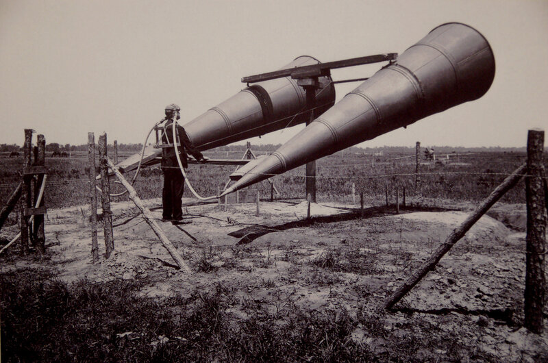 Man with large horns in field