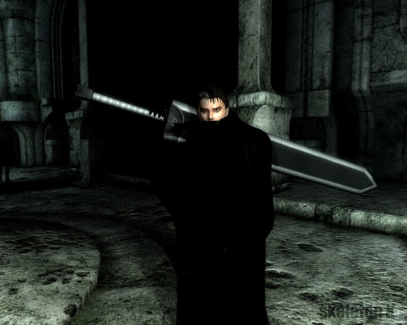 Man with Large Sword — Black, Dramatic, Night, 3d Render