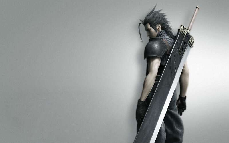 Man with Large Sword — Gray, Serious
