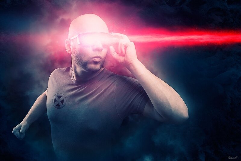 man with laser eyes