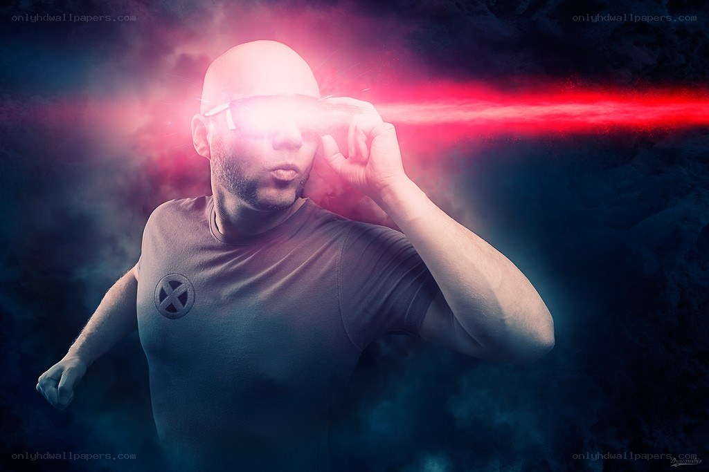 man with laser eyes