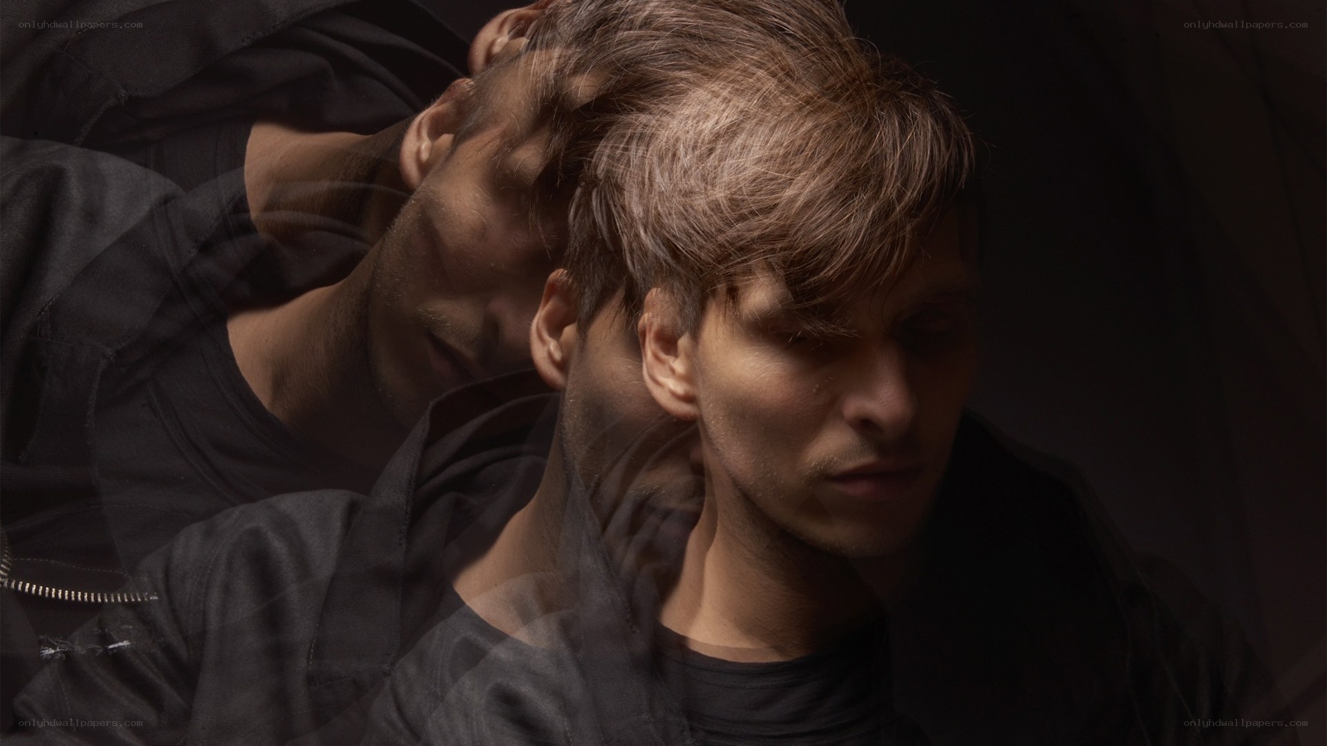 man with layered image effect