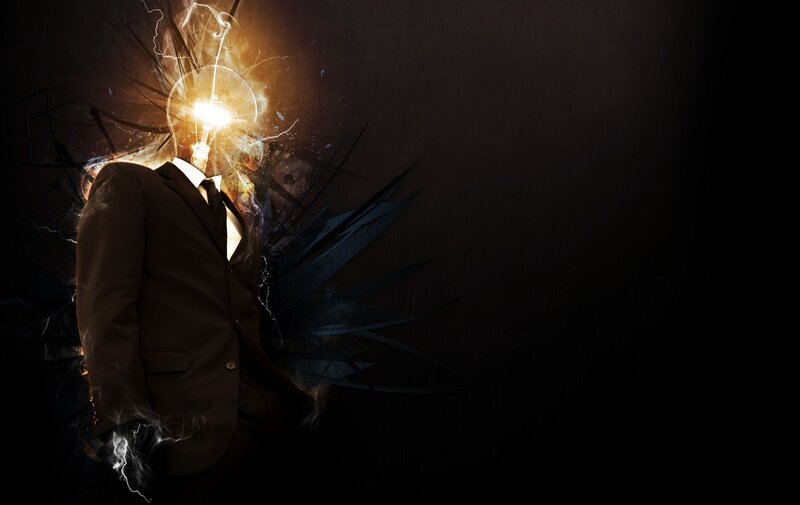 man with light bulb head