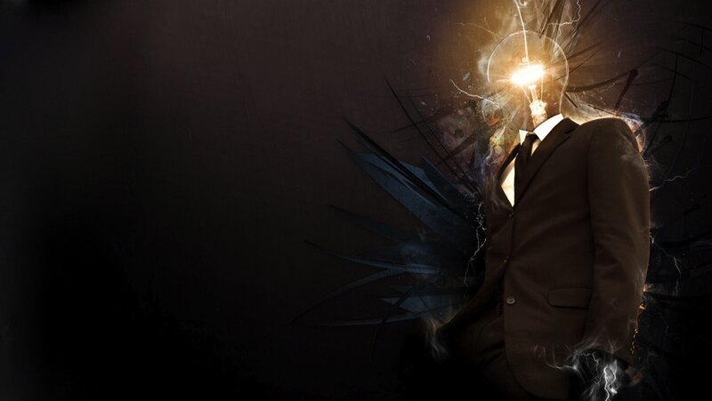 man with light bulb head