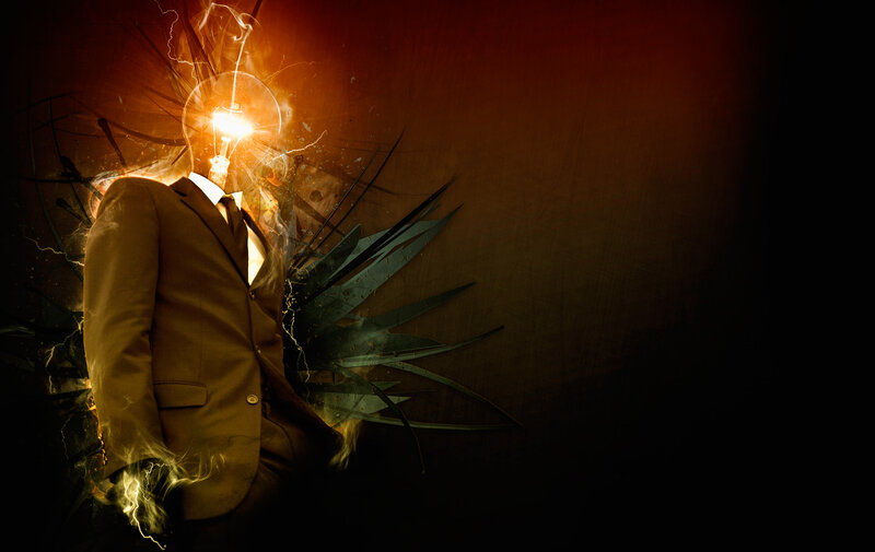 man with lightbulb head