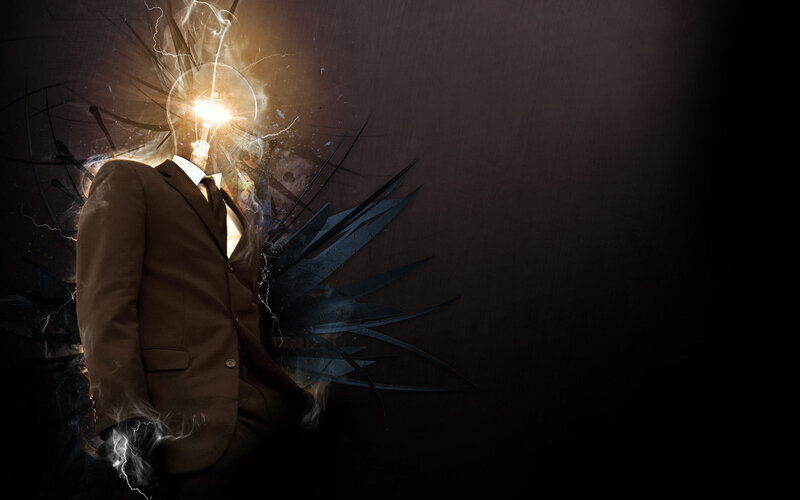 Man with Lightbulb Head — Black