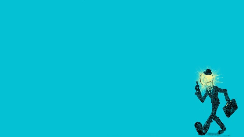 Man with Lightbulb Head — Blue