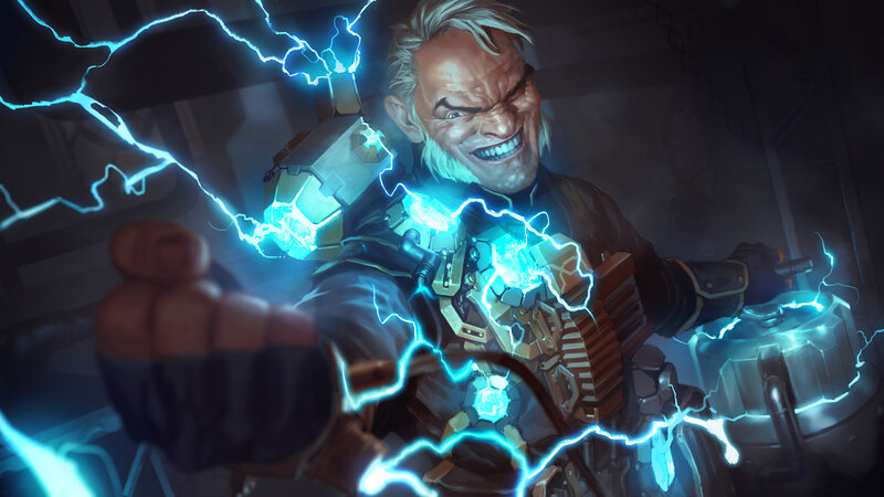 Man with Lightning Powers — Blue, Dramatic, Digital Art