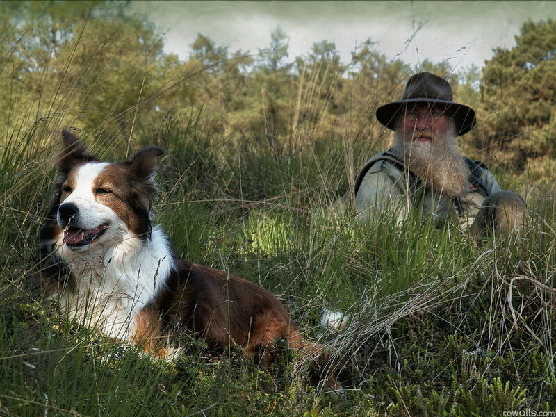 Man with Long Beard and Dog