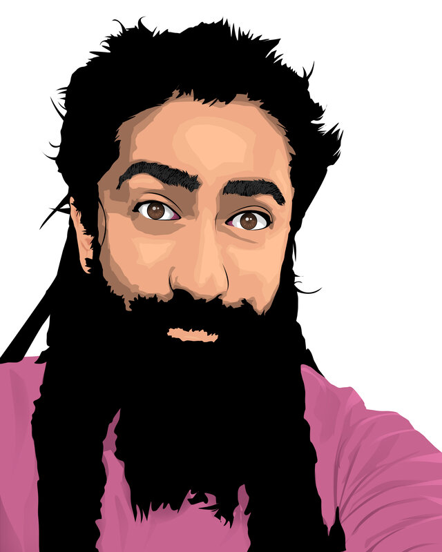 Man with Long Beard — Black, Neutral