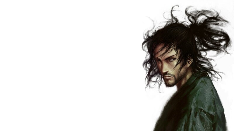 Man with Long Black Hair — Dramatic, Digital Art, Beard