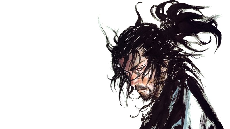 Man with Long Black Hair — Dramatic, Manga