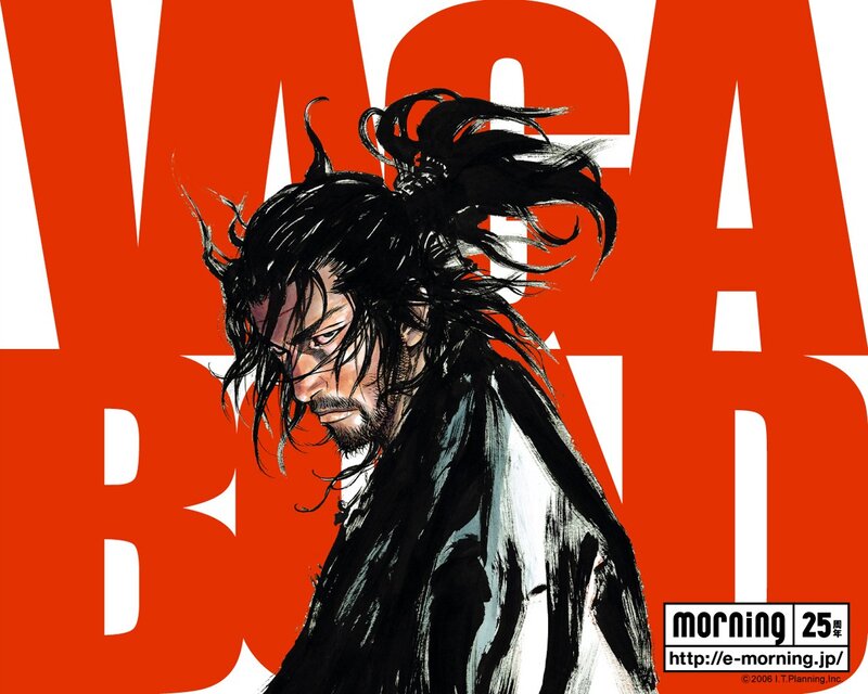 Man with Long Black Hair — Red