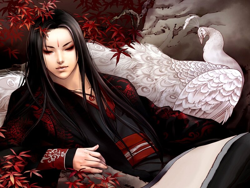 Man with Long Black Hair — Serene, Autumn