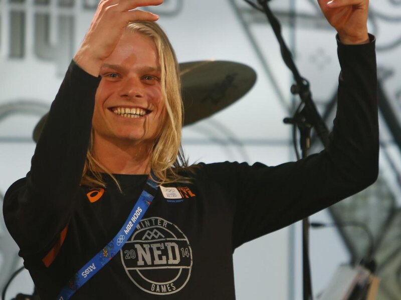 Man with Long Blonde Hair — Black, Celebratory