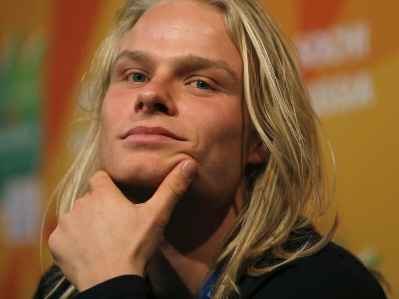 Man with Long Blonde Hair — Yellow