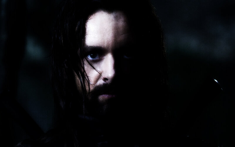 Man with Long Dark Hair — Black, Dramatic