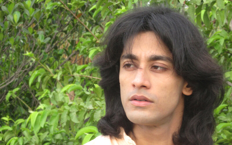 Man with Long Dark Hair — Green
