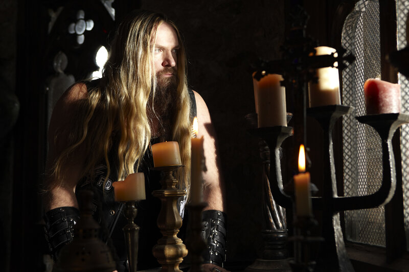 Man with Long Hair and Beard — Black, Dramatic