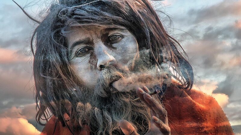 Man with Long Hair and Beard — Gray