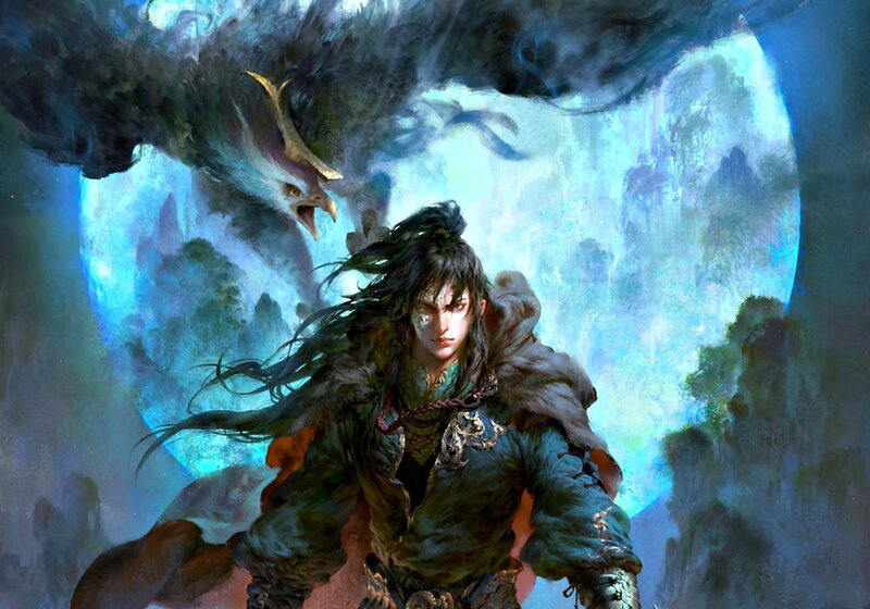 Man with Long Hair and Bird