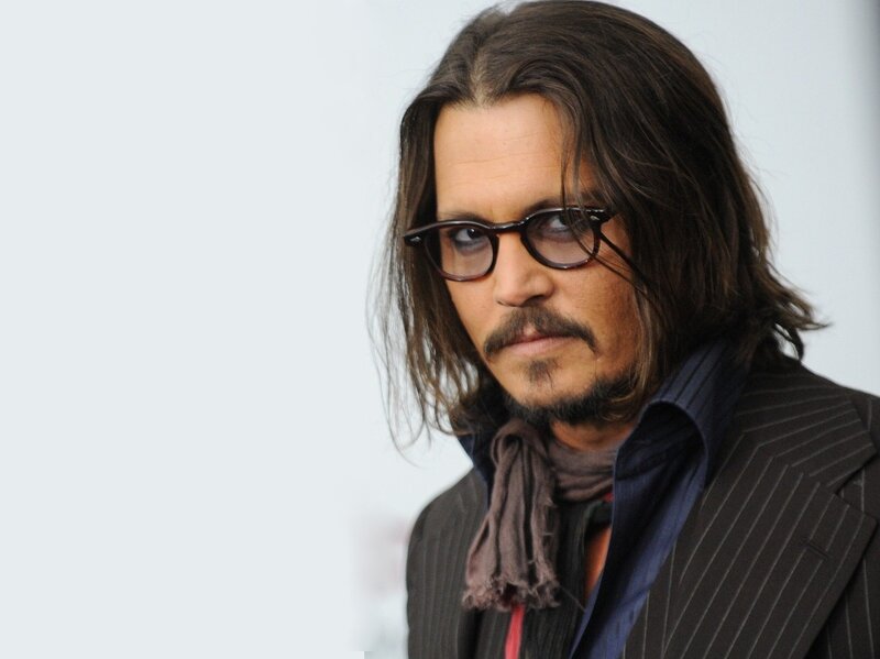 Man with Long Hair and Glasses — Brown, Serious