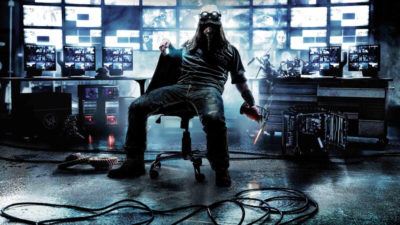 Man with Long Hair and Goggles — Black