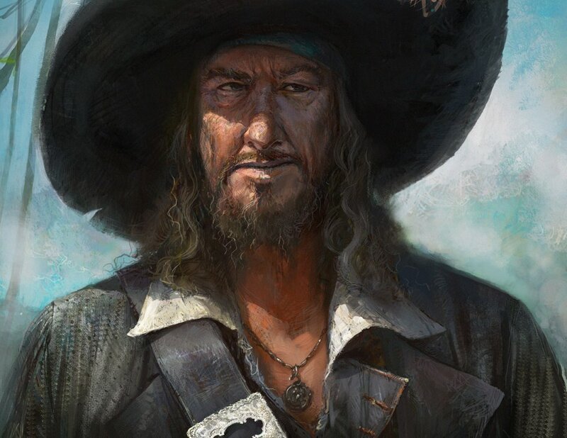 Man with Long Hair and Hat — Black