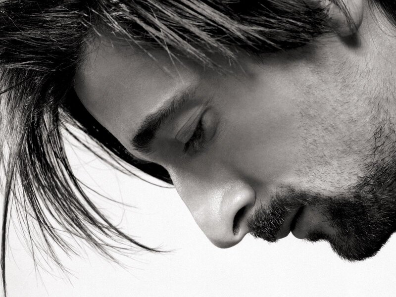 Man with Long Hair — Black, Contemplative, Photograph, Face