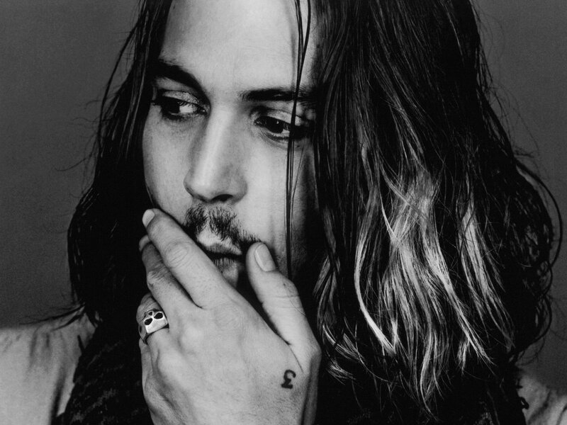 Man with Long Hair — Black, Contemplative, Photograph, Hand, Ring