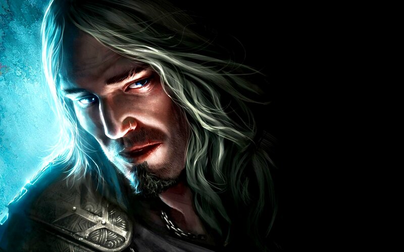 Man with Long Hair — Black, Dramatic, Digital Art, Beard
