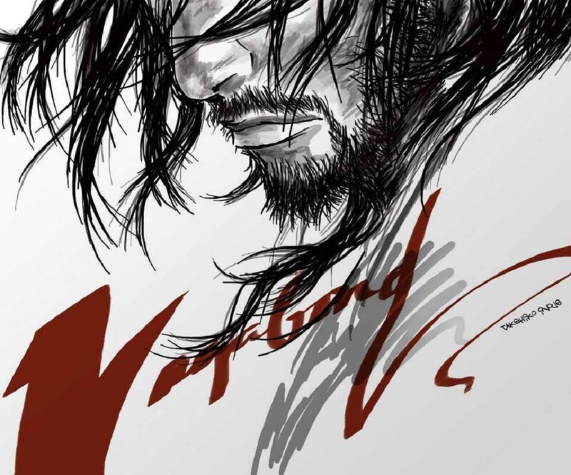 Man with Long Hair — Black, Dramatic, Manga
