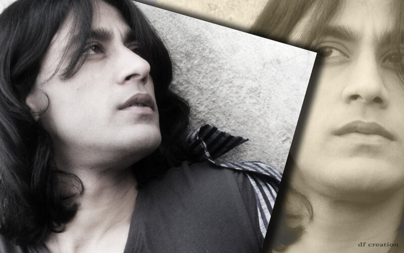 Man with Long Hair — Black, Dramatic, Photograph, Collar