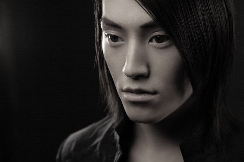 Man with Long Hair — Black, Dramatic, Photograph, Shirt