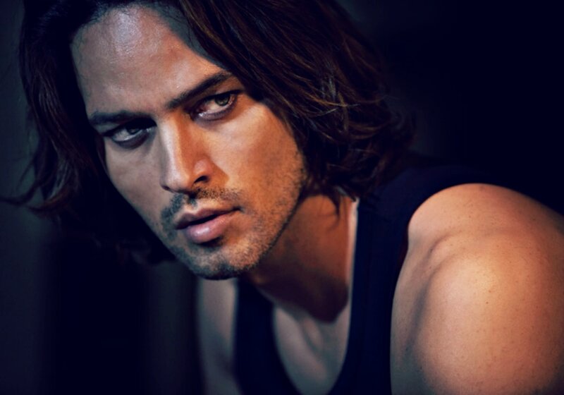 Man with Long Hair — Black, Dramatic, Photograph, Tank Top