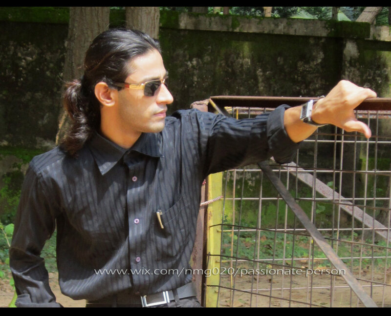 Man with Long Hair — Black, Outdoors