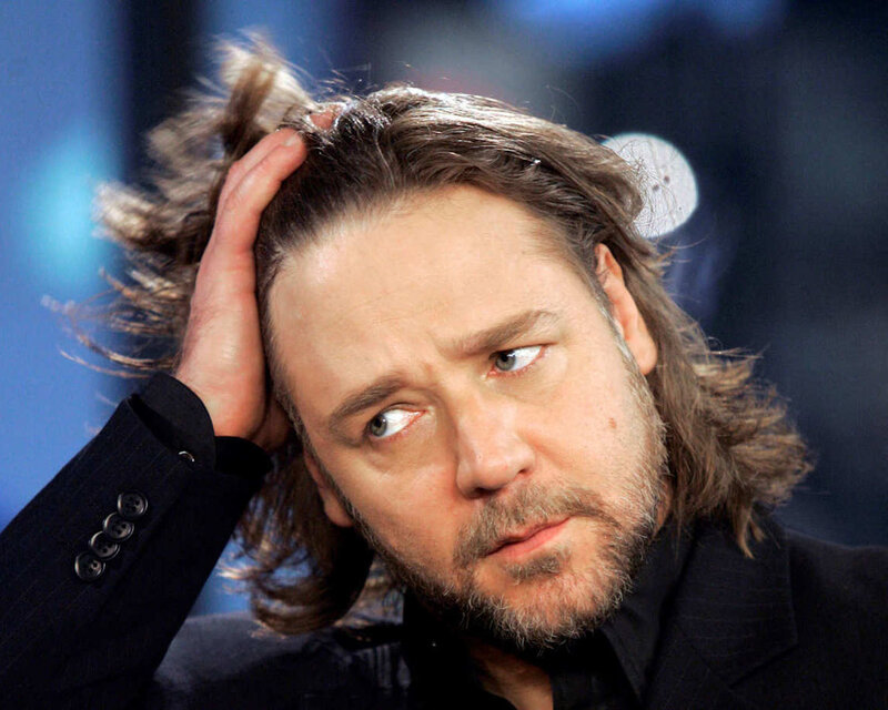 Man with Long Hair — Black, Serious
