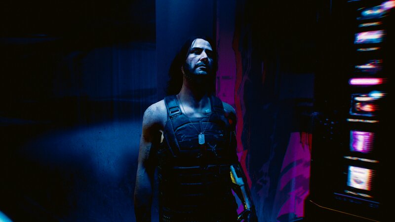 Man with Long Hair — Blue, Dark, Dramatic, Night