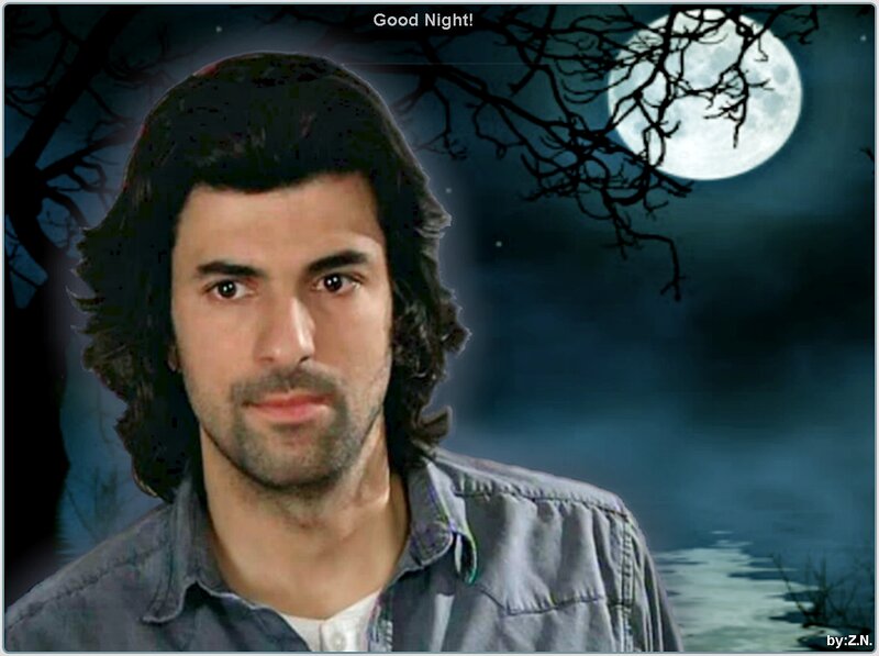 Man with Long Hair — Blue, Dark, Night