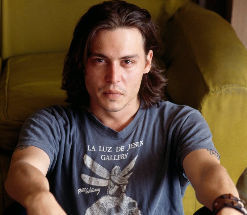 Man with Long Hair — Blue, Neutral, Photograph, T-shirt