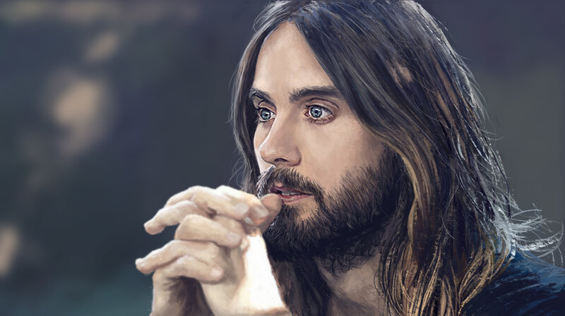 Man with Long Hair — Brown, Dramatic, Digital Art, Beard