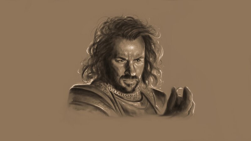 Man with Long Hair — Brown, Dramatic, Digital Art, Ring