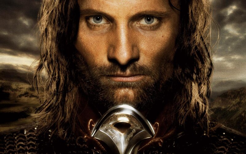 Man with Long Hair — Brown, Dramatic, Photograph, Beard, Sword, Chainmail