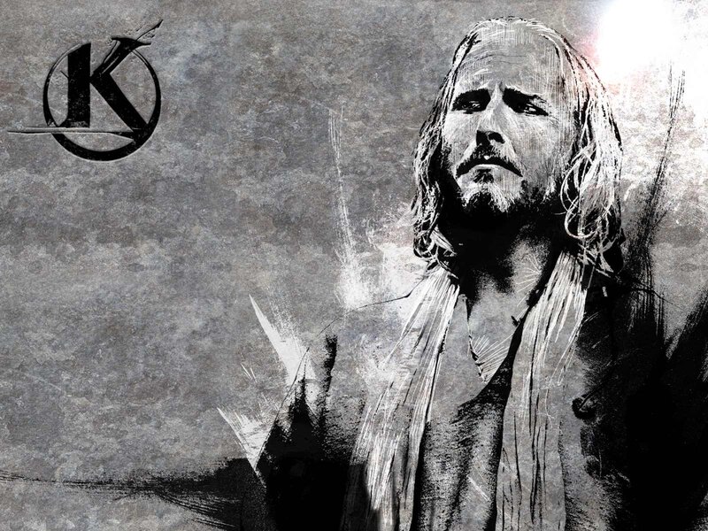 Man with Long Hair — Gray, Dramatic, Illustration