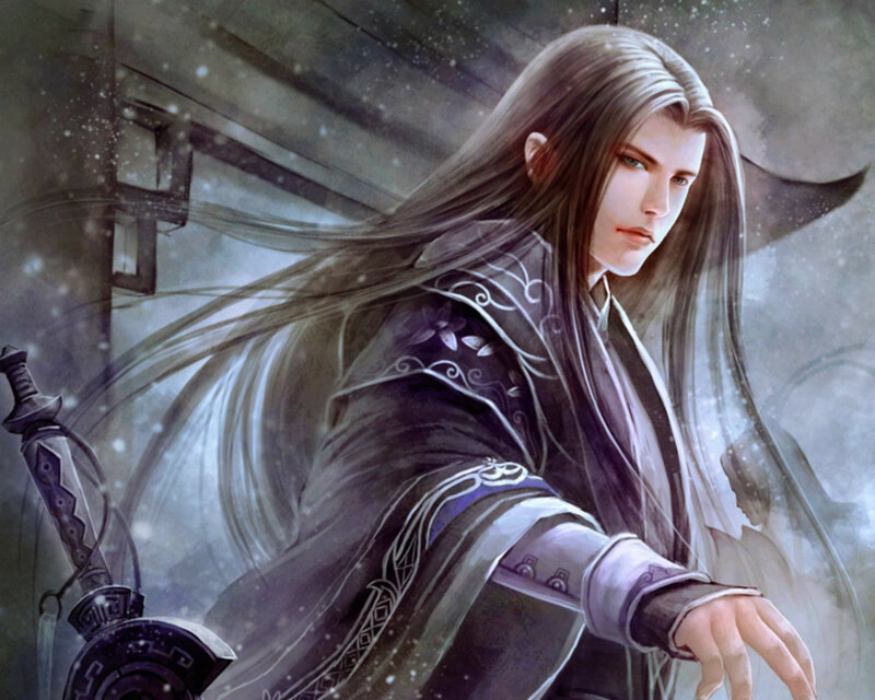 Man with Long Hair — Gray, Dramatic, Winter