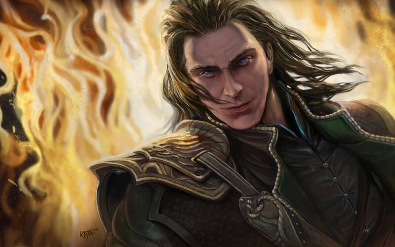 Man with Long Hair — Green, Dramatic, Digital Art