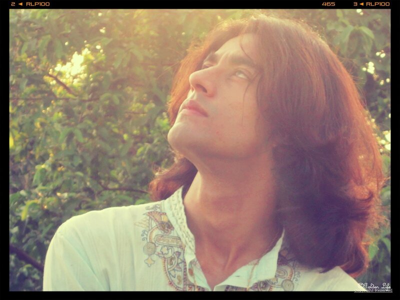 Man with Long Hair — Green, Serene