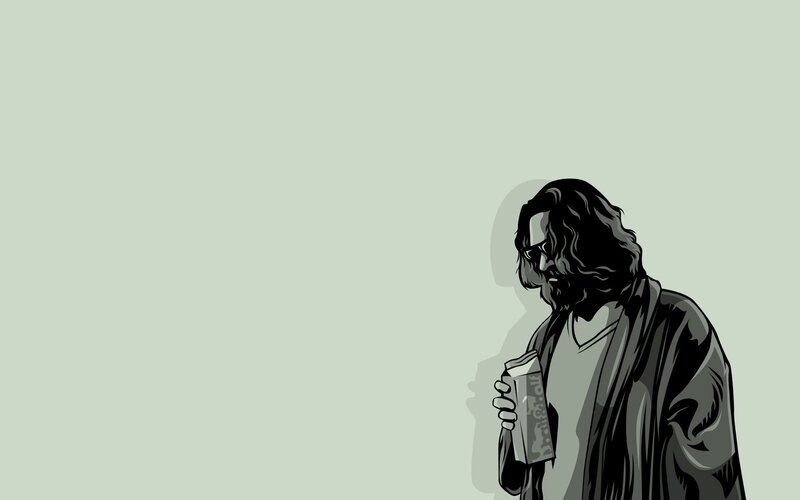 Man with Long Hair Holding Drink — Gray, Calm
